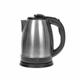 A shiny metal kettle isolated over the white background.