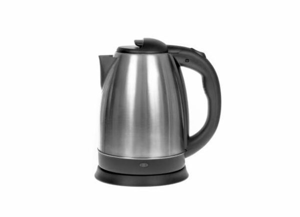 A shiny metal kettle isolated over the white background.